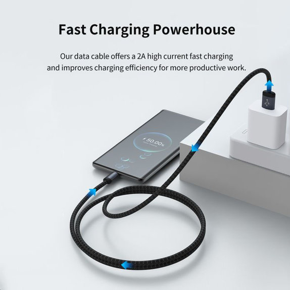 Câble USB / USB-C Gracious, 2.1A, 2m, noir, Devia