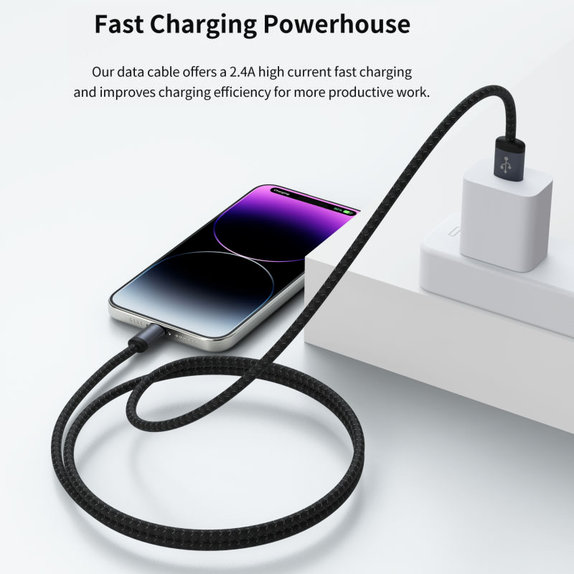 Câble Lightning / USB Gracious, 2,4A, 1m, noir, Devia