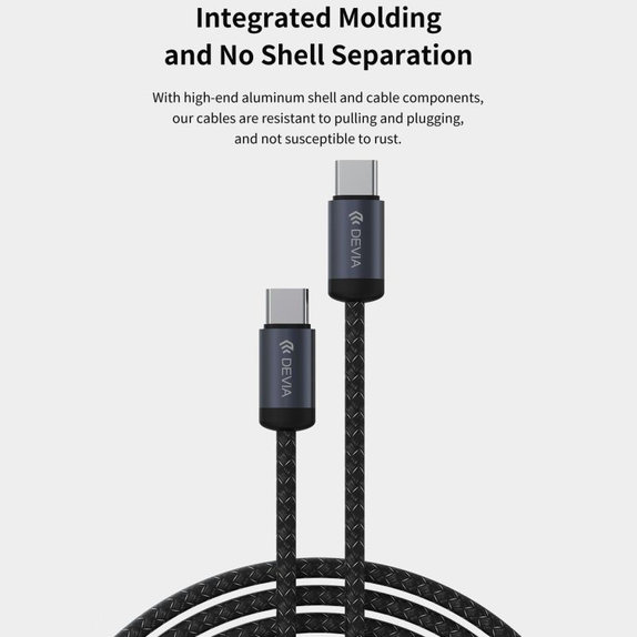 Câble USB-C / USB-C Gracious, PD 60W, 2m, noir, Devia