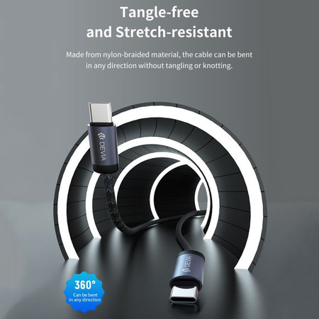 Câble USB-C / USB-C Gracious, PD 60W, 2m, noir, Devia