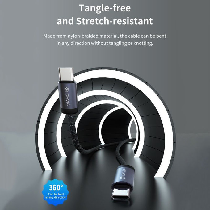 Câble USB-C / USB-C Gracious, PD 60W, 2m, noir, Devia