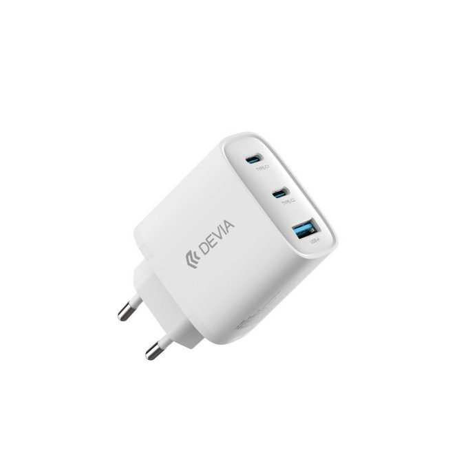Adaptateur de charge Extreme Speed, 2x USB-C + USB-A, PD 65W, blanc, Devia