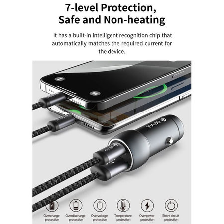 Chargeur voiture Extreme Speed USB-C + USB-A, PD 30W, QC 3.0 18W, gris, Devia