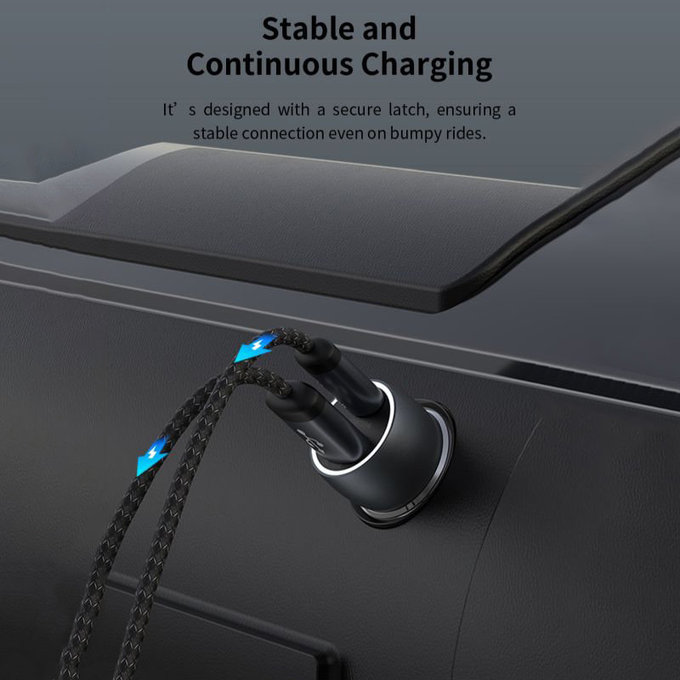 Chargeur voiture Extreme Speed USB-C + USB-A, PD 30W, QC 3.0 18W, gris, Devia