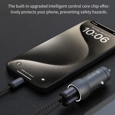 Chargeur voiture Extreme Speed USB-C + USB-A, PD 30W, QC 3.0 18W, gris, Devia