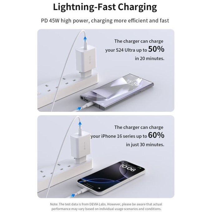 Adaptateur de charge Rocket USB-C, PD 45W, blanc, Devia
