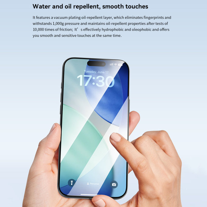 Verre trempé FullCover avec applicateur pour iPhone 17 Pro, Devia