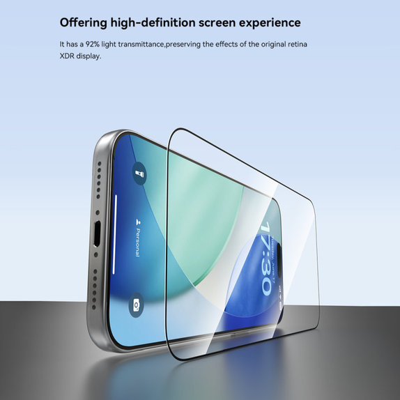 Verre trempé FullCover avec applicateur pour iPhone 17 Pro Max, Devia