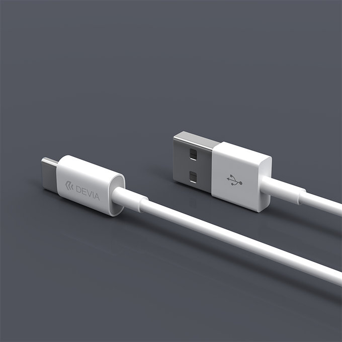 Câble USB / USB-C Smart, 2.1A, 1m, blanc, Devia