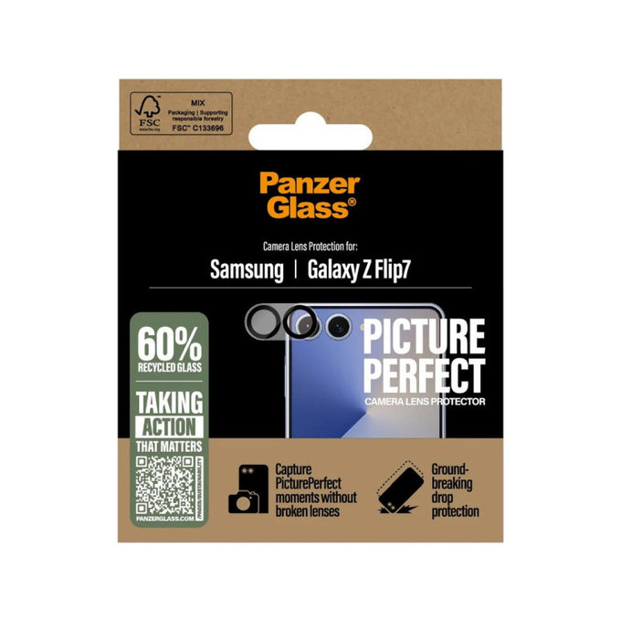 Protection d’objectif photo PicturePerfect pour Samsung Z Flip7, Noir, PanzerGlass