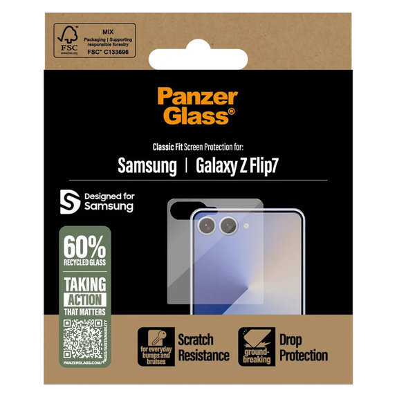 Verre trempé Classic Fit pour Samsung Galaxy Z Flip7, Clair, PanzerGlass
