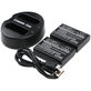 2 batteries avec chargeur pourNikon Coolpix P7000, P7700, D3100, D3200, D5100, 1030mAh, Li-Ion, 7.4V, EN-EL14, HQ