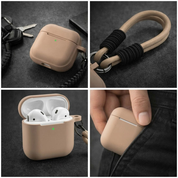 Étui en silicone pour AirPods 1 et 2, Sand Beige