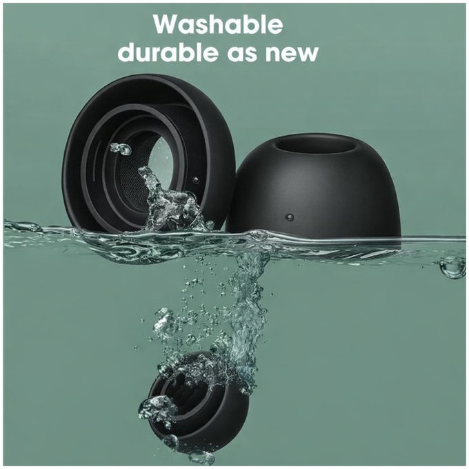 Embouts auriculaires en silicone de remplacement pour Apple AirPods Pro et Pro 2, lot (L, M, S, XS), Noir