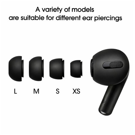 Embouts auriculaires en silicone de remplacement pour Apple AirPods Pro et Pro 2, lot (L, M, S, XS), Noir