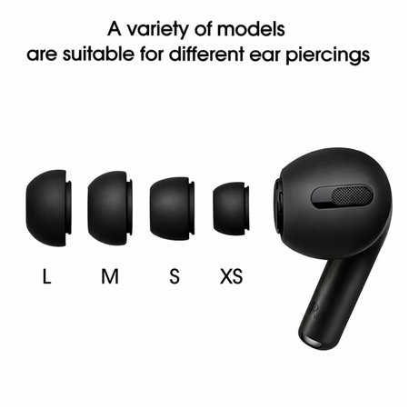 Embouts auriculaires en silicone de remplacement pour Apple AirPods Pro et Pro 2, lot (L, M, S, XS), Noir