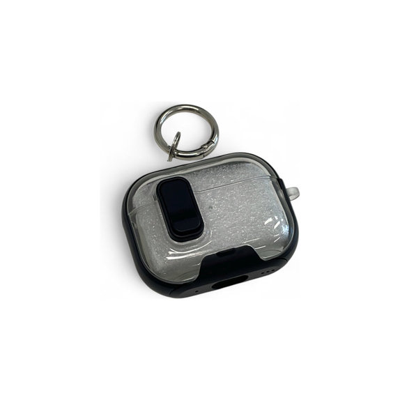 Étui en silicone avec support téléphone et mousqueton pour AirPods Pro 2, Noir