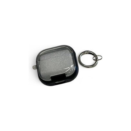 Étui en silicone avec support téléphone et mousqueton pour AirPods 4, Noir