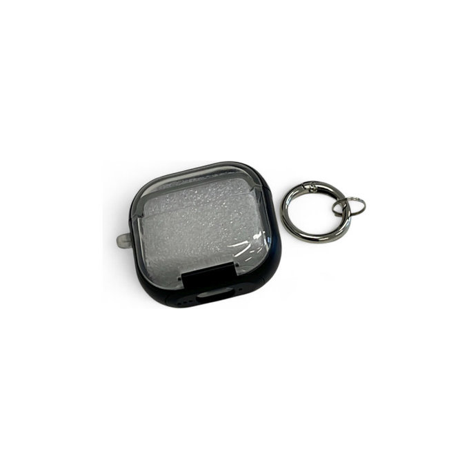 Étui en silicone avec support téléphone et mousqueton pour AirPods 4, Noir