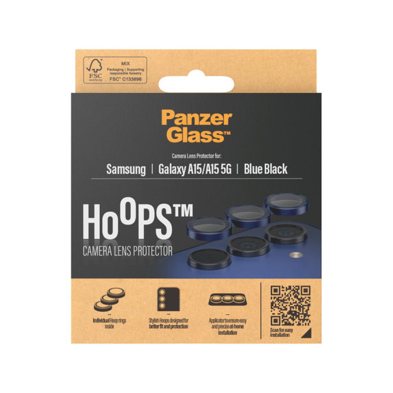 Protection d’objectif photo Hoops pour Samsung A15/A15 5G, Bleu/Noir, PanzerGlass