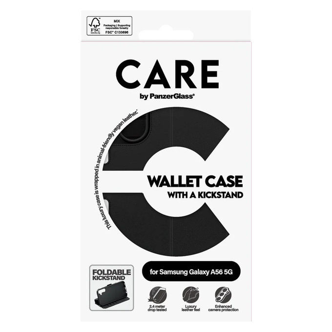 Étui Wallet Kickstand pour Samsung Galaxy A56 5G, Noir, PanzerGlass