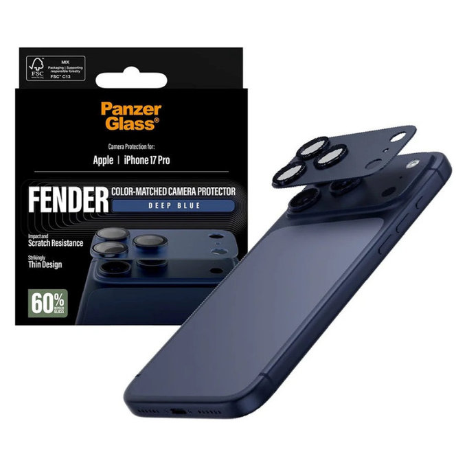Protection d'objectif Fender pour iPhone 17 Pro, Bleu, PanzerGlass