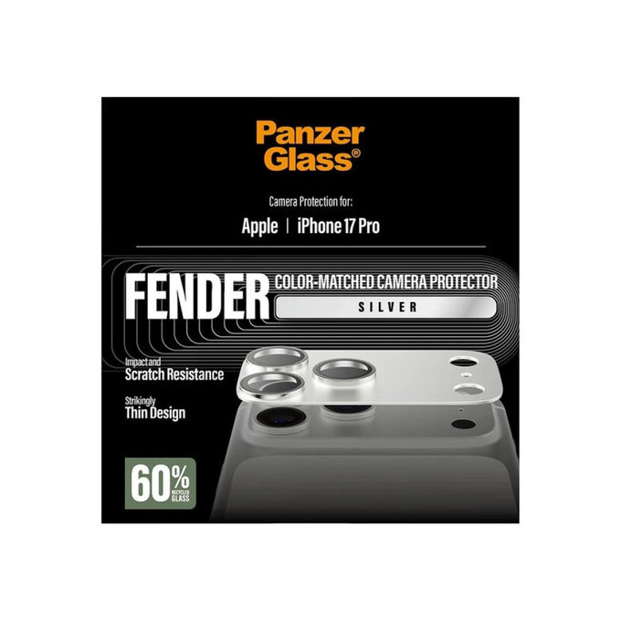Protection d'objectif Fender pour iPhone 17 Pro, Argenté, PanzerGlass