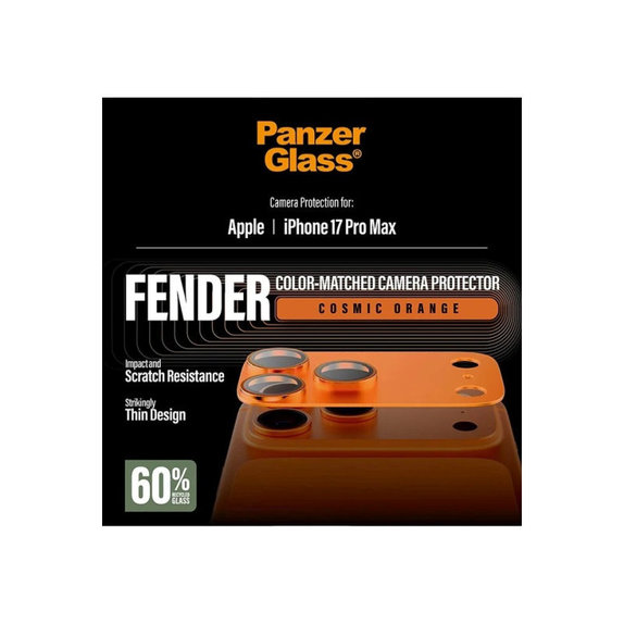 Protection d'objectif Fender pour iPhone 17 Pro Max, Orange, PanzerGlass