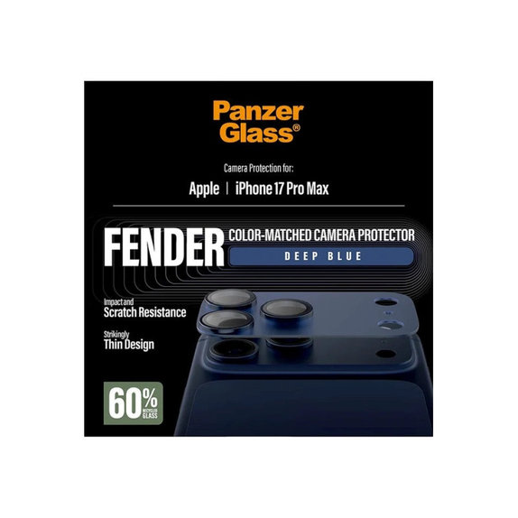 Protection d'objectif Fender pour iPhone 17 Pro Max, Bleu, PanzerGlass