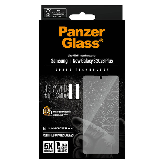 Verre trempé UWF Ceramic avec applicateur pour Samsung Galaxy S26+, Clair, PanzerGlass