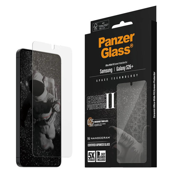 Verre trempé UWF Ceramic avec applicateur pour Samsung Galaxy S26+, Clair, PanzerGlass