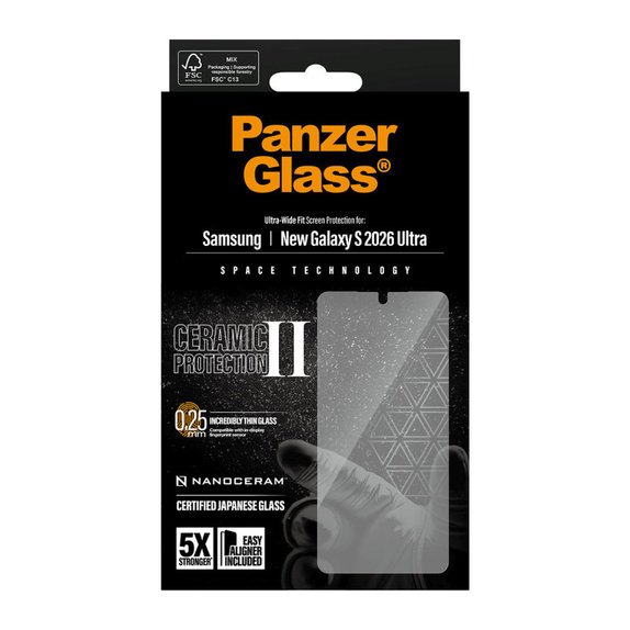 Verre trempé UWF Ceramic II avec Fastfit pour Samsung S26 Ultra, Clair, PanzerGlass