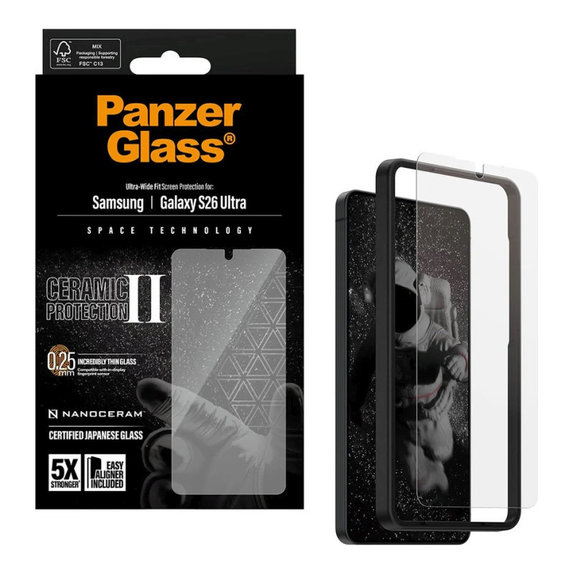 Verre trempé UWF Ceramic II avec Fastfit pour Samsung S26 Ultra, Clair, PanzerGlass