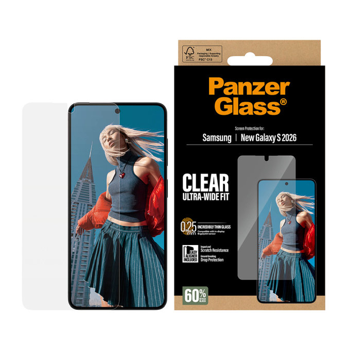 PanzerGlass - Verre trempé UWF avec applicateur pour Samsung Galaxy S26, transparent