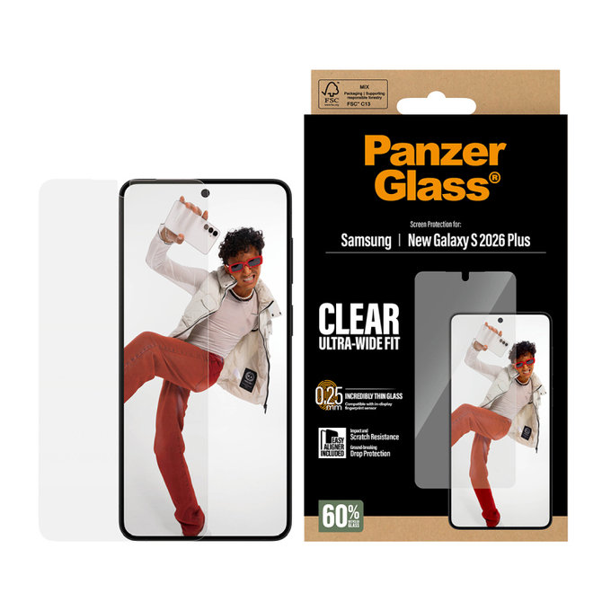 PanzerGlass - Verre trempé UWF avec applicateur pour Samsung Galaxy S26+, transparent