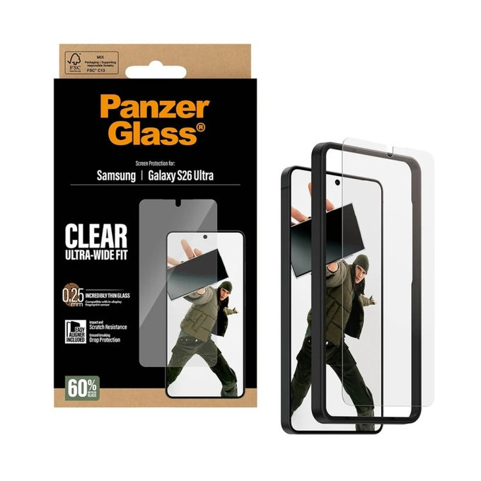 Verre trempé UWF avec applicateur pour Samsung S26 Ultra, Clair, PanzerGlass