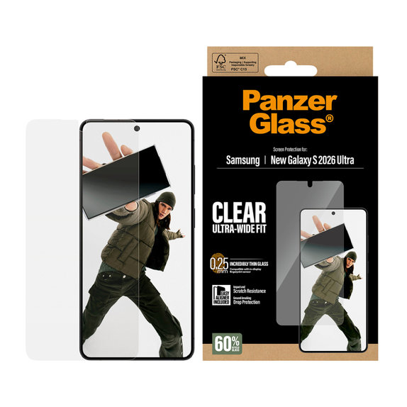 Verre trempé UWF avec applicateur pour Samsung S26 Ultra, Clair, PanzerGlass