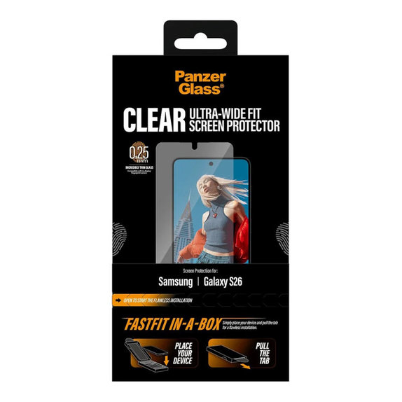 Verre trempé UWF avec FASTFIT In-A-Box pour Samsung S26, Transparente, PanzerGlass