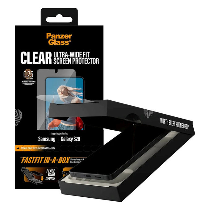 Verre trempé UWF avec FASTFIT In-A-Box pour Samsung S26, Transparente, PanzerGlass