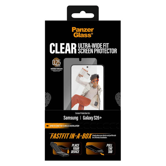Verre trempé UWF avec FASTFIT In-A-Box pour Samsung Galaxy S26+, Clair, PanzerGlass