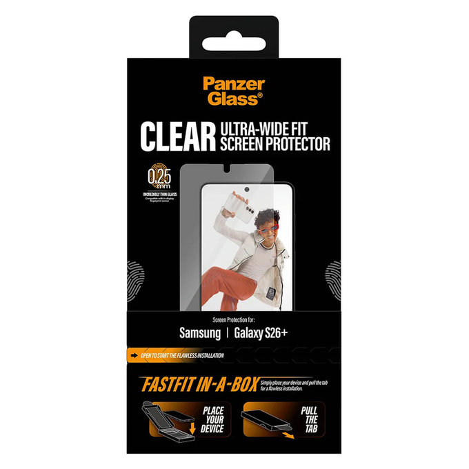 Verre trempé UWF avec FASTFIT In-A-Box pour Samsung Galaxy S26+, Clair, PanzerGlass