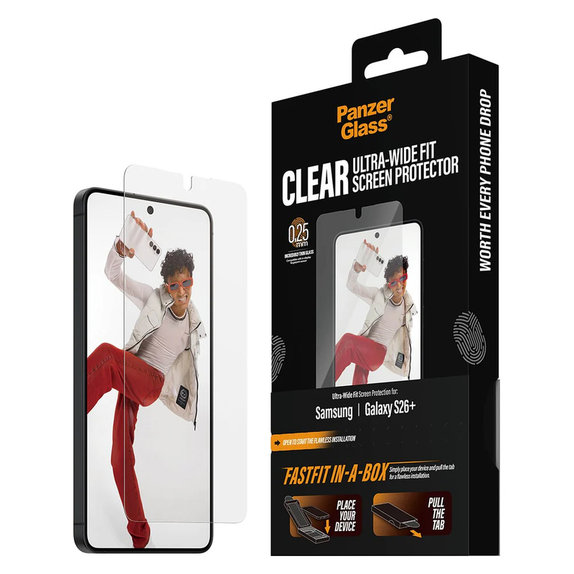 Verre trempé UWF avec FASTFIT In-A-Box pour Samsung Galaxy S26+, Clair, PanzerGlass