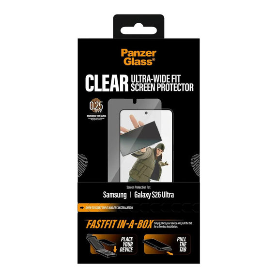 Verre trempé UWF avec FASTFIT In-A-Box pour Samsung S26 Ultra, Clair, PanzerGlass