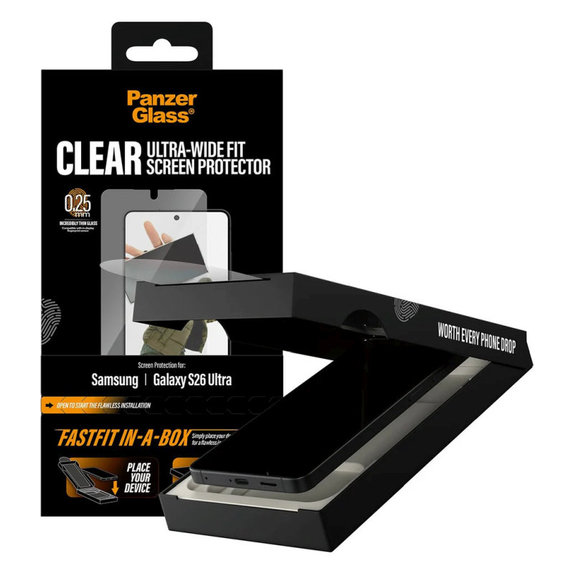 Verre trempé UWF avec FASTFIT In-A-Box pour Samsung S26 Ultra, Clair, PanzerGlass