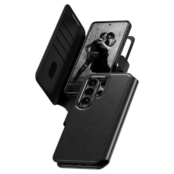 Étui Wallet Tango Two-In-One avec QI pour Samsung S26 Ultra, noir, CARE
