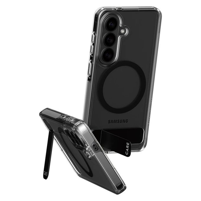 Étui Kickstand avec QI noir pour Samsung Galaxy S26, Transparent, PanzerGlass