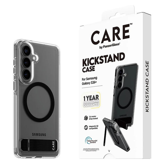 Étui Kickstand avec QI noir pour Samsung Galaxy S26+, Noir, PanzerGlass