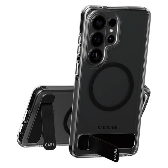 Étui Kickstand avec QI noir pour Samsung Galaxy S26 Ultra, Transparent, PanzerGlass