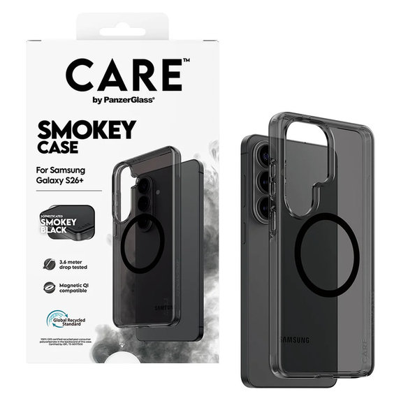 Étui Smokey avec QI noir pour Samsung Galaxy S26+, Noir, PanzerGlass