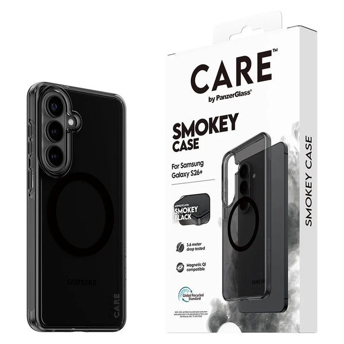 Étui Smokey avec QI noir pour Samsung Galaxy S26+, Noir, PanzerGlass